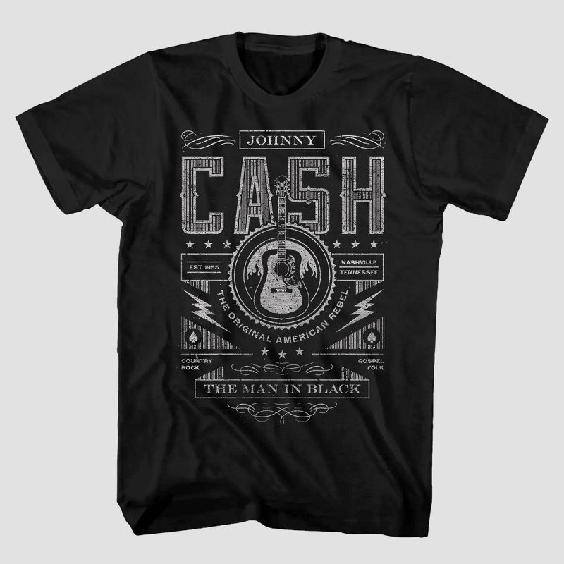 slide 1 of 3, Men's Merch Traffic Johnny Cash Short Sleeve Crewneck T-Shirt - Black M, 1 ct