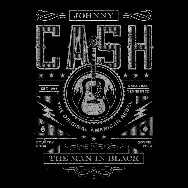 slide 3 of 3, Men's Merch Traffic Johnny Cash Short Sleeve Crew Neck T-Shirt - Black XL: Lightweight Cotton Graphic Tee, 1 ct