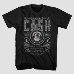 Men's Merch Traffic Johnny Cash Short Sleeve Crew Neck T-Shirt - Black XL: Lightweight Cotton Graphic Tee