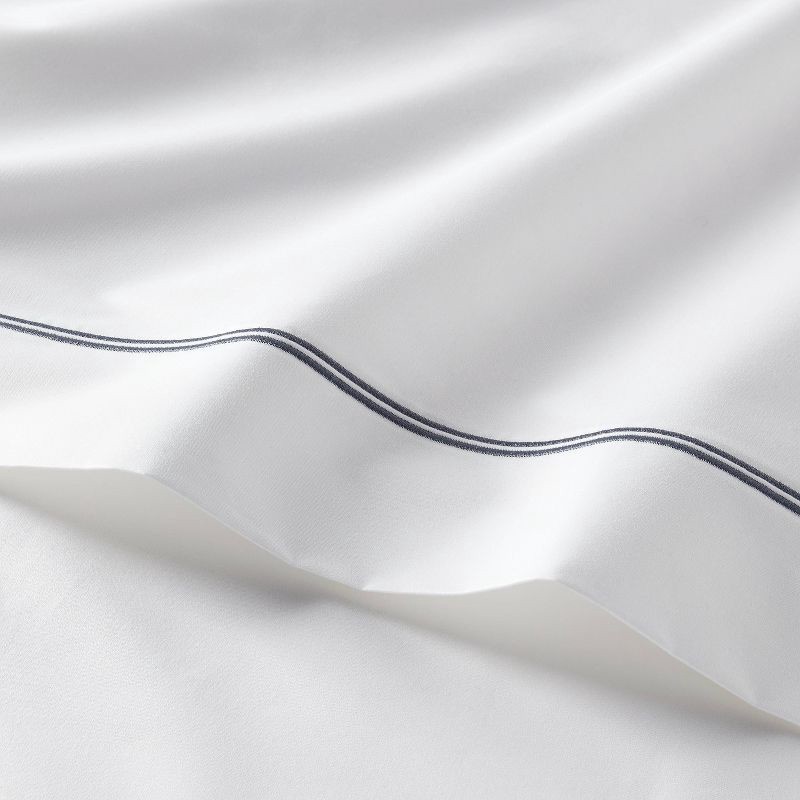 slide 3 of 4, Queen 800 Thread Count 4pc Hotel Collection Sheet Set Double Baratta Slate Blue Hem - Threshold™, 4 ct