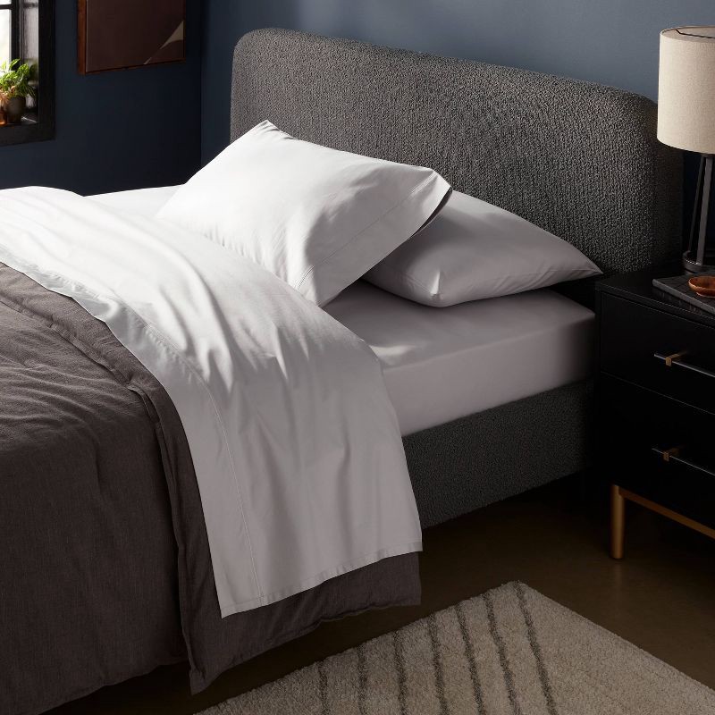 slide 2 of 4, Queen 800 Thread Count 4pc Hotel Collection Sheet Set Single Baratta Light Gray - Threshold™, 4 ct