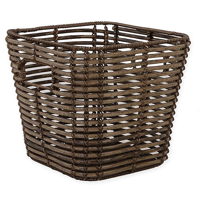 slide 1 of 1, Relaxed Living Tapered Poly-Rattan Storage Basket, 11 in