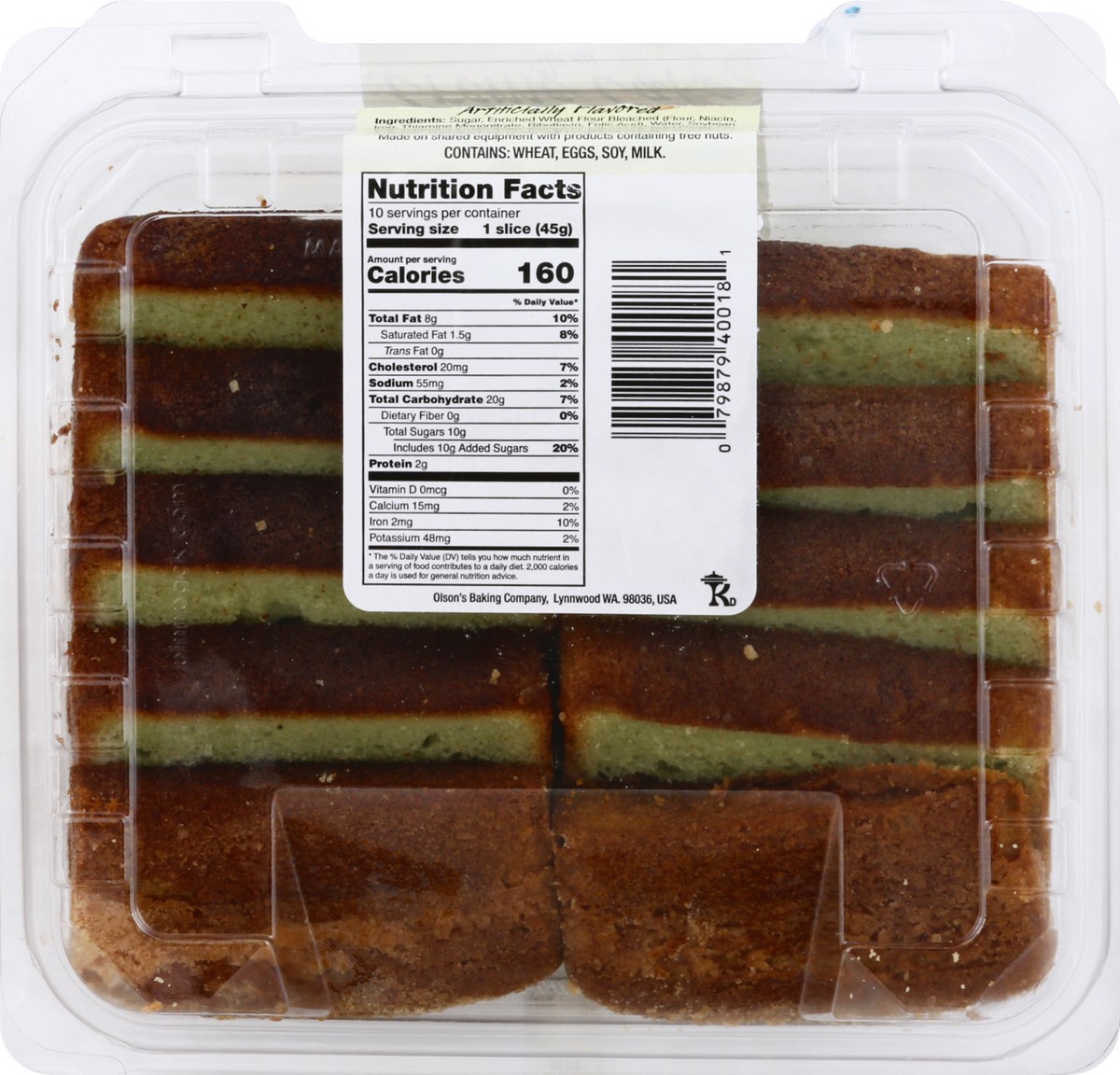 slide 5 of 9, Olson's Baking Co. Olson's Sliced Pistachio Creme Cake, 16 oz