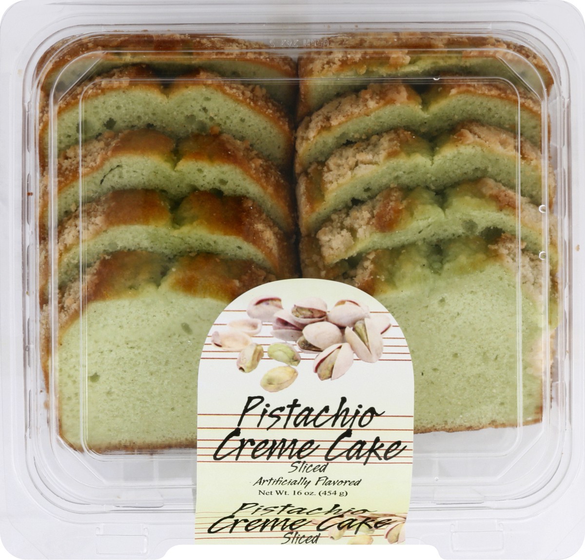 slide 6 of 9, Olson's Baking Co. Olson's Sliced Pistachio Creme Cake, 16 oz