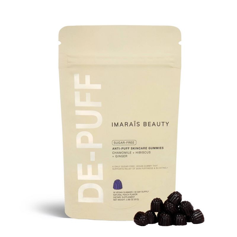 slide 1 of 7, Imarais Beauty De-Puff Anti-Bloat Gummies for Fast Bloating Relief - Vegan and Sugar-Free - 30ct, 30 ct