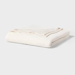 Full/Queen TENCEL® Lyocell Waffle Bed Blanket Ivory - Threshold™