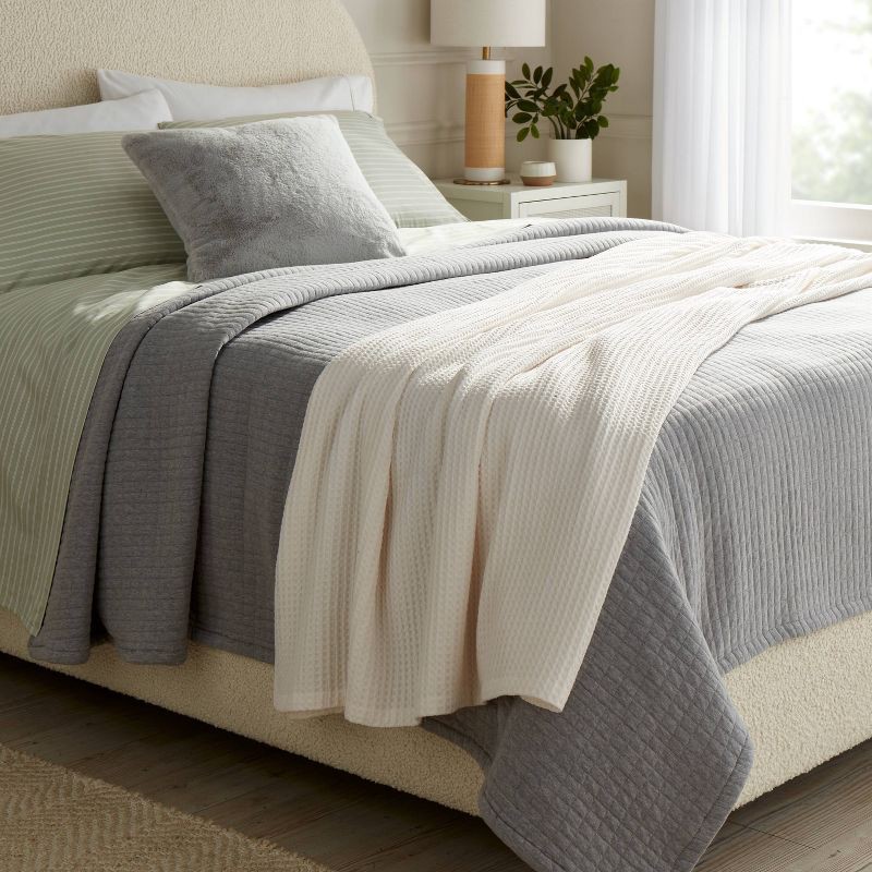 slide 2 of 3, King TENCEL® Lyocell Waffle Bed Blanket Ivory - Threshold™, 1 ct