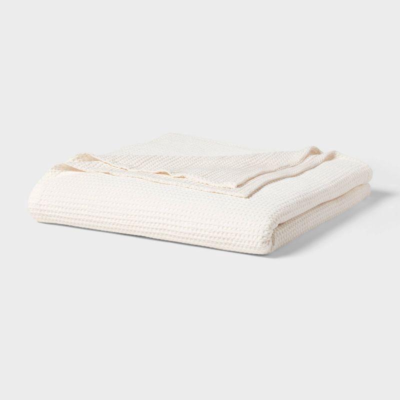 slide 1 of 3, King TENCEL® Lyocell Waffle Bed Blanket Ivory - Threshold™, 1 ct