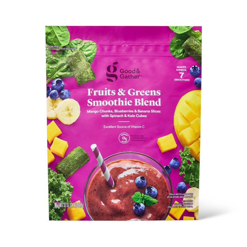 slide 1 of 3, Fruits and Greens Smoothie Frozen Blend - 32oz - Good & Gather™, 32 oz