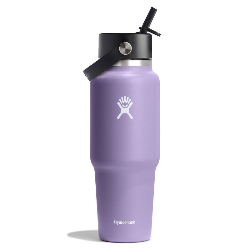 slide 1 of 4, Hydro Flask 32oz Wide Mouth Flex Straw Travel Bottle - Moonshadow: Vacuum-Insulated, BPA-Free, 32 oz