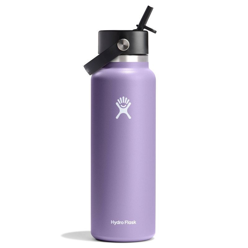 slide 1 of 3, Hydro Flask 40oz Wide Mouth Flex Straw Bottle - Moonshadow: Vacuum-Insulated, BPA-Free, 40 oz