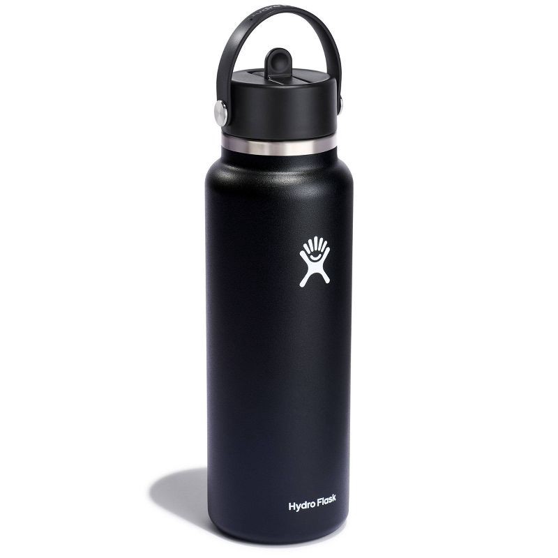 slide 2 of 3, Hydro Flask 40oz Wide Mouth Flex Straw Bottle - Black: Vacuum-Insulated, BPA-Free, 40 oz