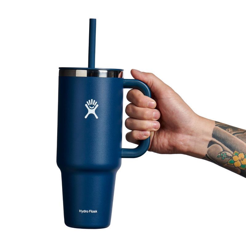 slide 4 of 4, Hydro Flask 40oz All Around Travel Straw Tumbler - Indigo: Vacuum-Insulated, BPA-Free, 40 oz