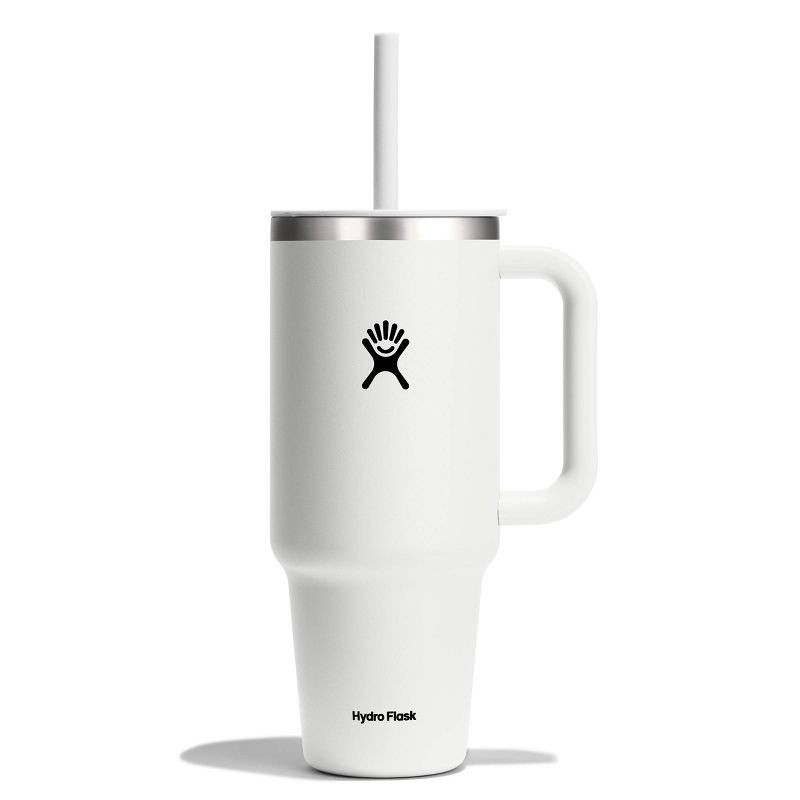 slide 1 of 2, Hydro Flask 40oz All Around Travel Straw Tumbler - White: Double-Wall, BPA-Free, 40 oz