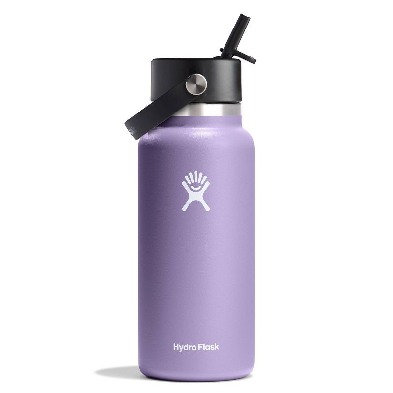 slide 1 of 4, Hydro Flask 32oz Wide Mouth Flex Straw Bottle - Moonshadow: Vacuum-Insulated, BPA-Free, 32 oz