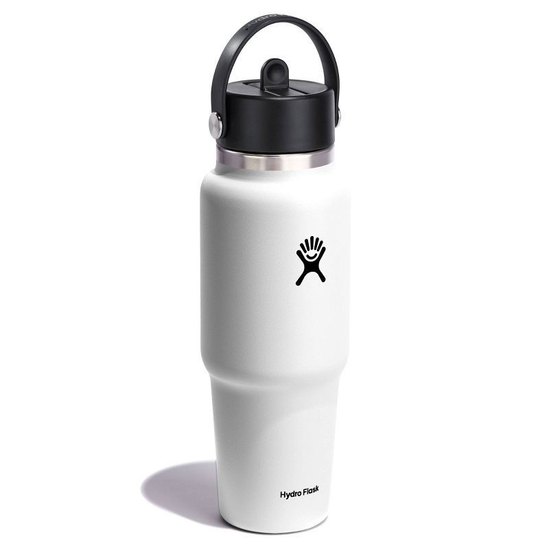 slide 2 of 3, Hydro Flask 32oz Wide Mouth Flex Straw Travel Bottle - White: BPA-Free, Vacuum-Insulated, 32 oz