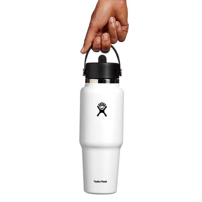 slide 3 of 3, Hydro Flask 32oz Wide Mouth Flex Straw Travel Bottle - White: BPA-Free, Vacuum-Insulated, 32 oz
