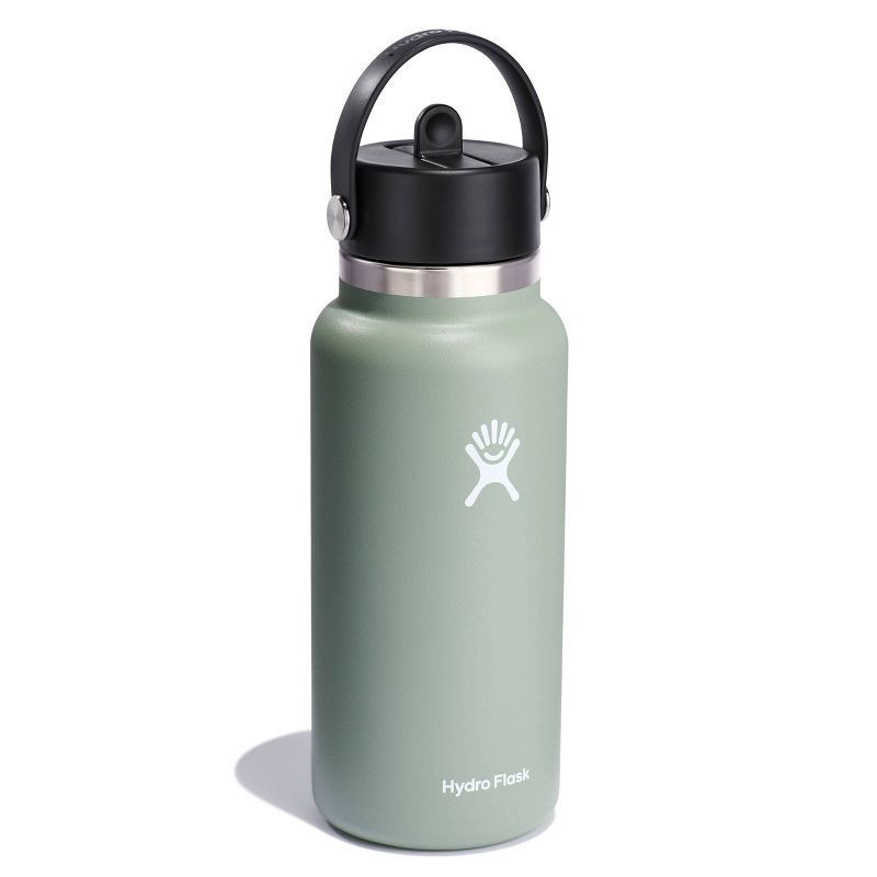 slide 2 of 3, Hydro Flask 32oz Wide Mouth Flex Straw Bottle - Agave: Vacuum-Insulated, BPA-Free, 32 oz