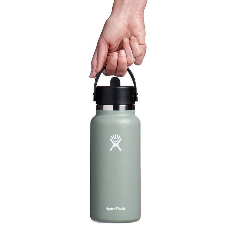 slide 3 of 3, Hydro Flask 32oz Wide Mouth Flex Straw Bottle - Agave: Vacuum-Insulated, BPA-Free, 32 oz