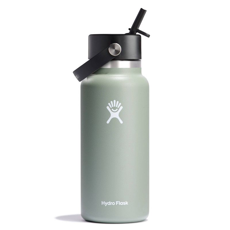 slide 1 of 3, Hydro Flask 32oz Wide Mouth Flex Straw Bottle - Agave: Vacuum-Insulated, BPA-Free, 32 oz