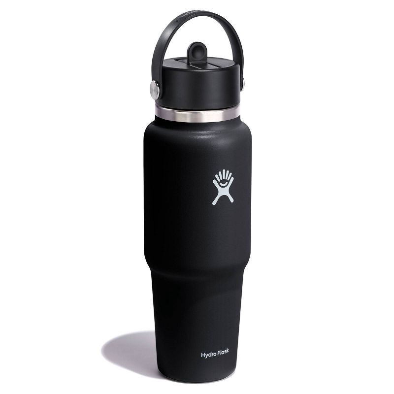 slide 2 of 3, Hydro Flask 32oz Wide Mouth Flex Straw Travel Bottle - Black: Vacuum-Insulated, BPA-Free, 32 oz