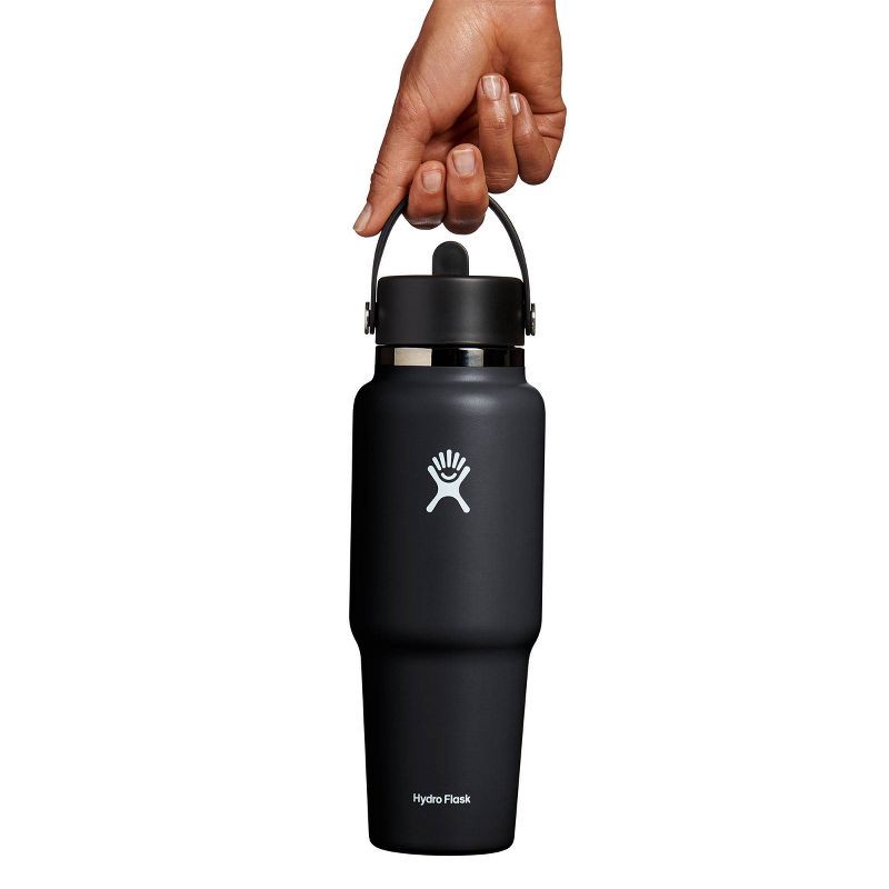 slide 3 of 3, Hydro Flask 32oz Wide Mouth Flex Straw Travel Bottle - Black: Vacuum-Insulated, BPA-Free, 32 oz