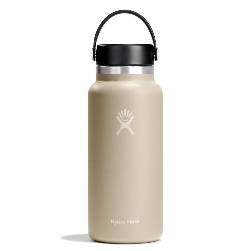 slide 1 of 3, Hydro Flask 32oz Wide Mouth Bottle - Oat: Double-Wall, BPA-Free, Leakproof, Vacuum-Insulated, 32 oz
