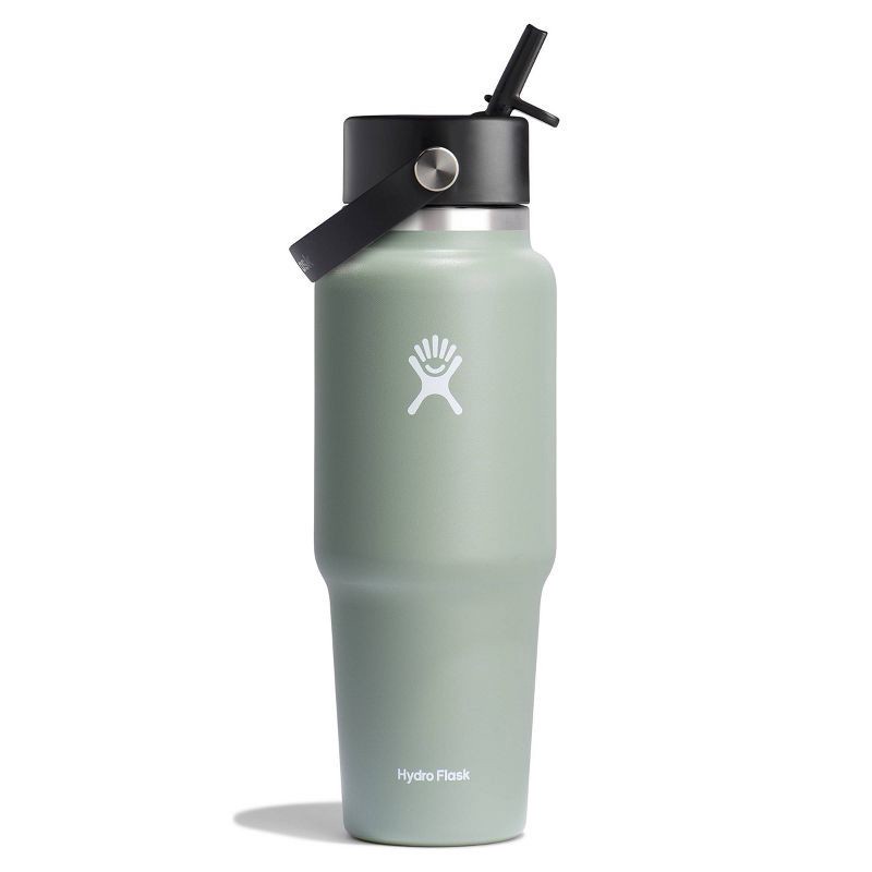 slide 1 of 4, Hydro Flask 32oz Wide Mouth Flex Straw Travel Bottle - Agave: BPA-Free, Vacuum-Insulated, 32 oz