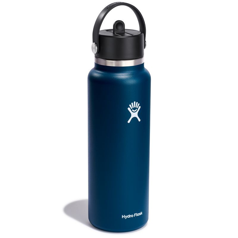 slide 2 of 3, Hydro Flask 40oz Wide Mouth Flex Straw Bottle - Indigo: Vacuum-Insulated, BPA-Free, 40 oz