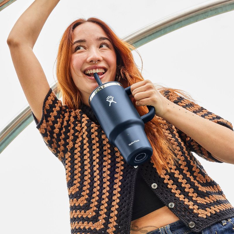 slide 3 of 3, Hydro Flask 32oz All Around Travel Straw Tumbler - Indigo: Double-Wall, BPA-Free, Spillproof, 32 oz
