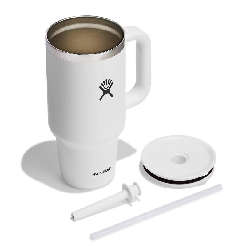 slide 2 of 2, Hydro Flask 32oz All Around Travel Straw Tumbler - White: Double-Wall, BPA-Free, Spillproof, 32 oz