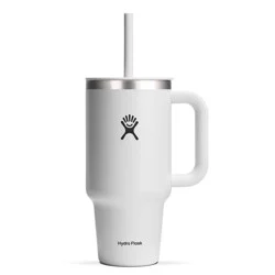 Hydro Flask 32oz All Around Travel Straw Tumbler - White: Double-Wall, BPA-Free, Spillproof