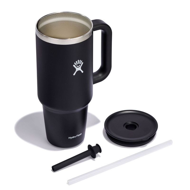 slide 3 of 4, Hydro Flask 40oz All Around Travel Straw Tumbler - Black: Double-Wall, BPA-Free, Spillproof, 40 oz