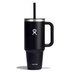 Hydro Flask 40oz All Around Travel Straw Tumbler - Black: Double-Wall, BPA-Free, Spillproof