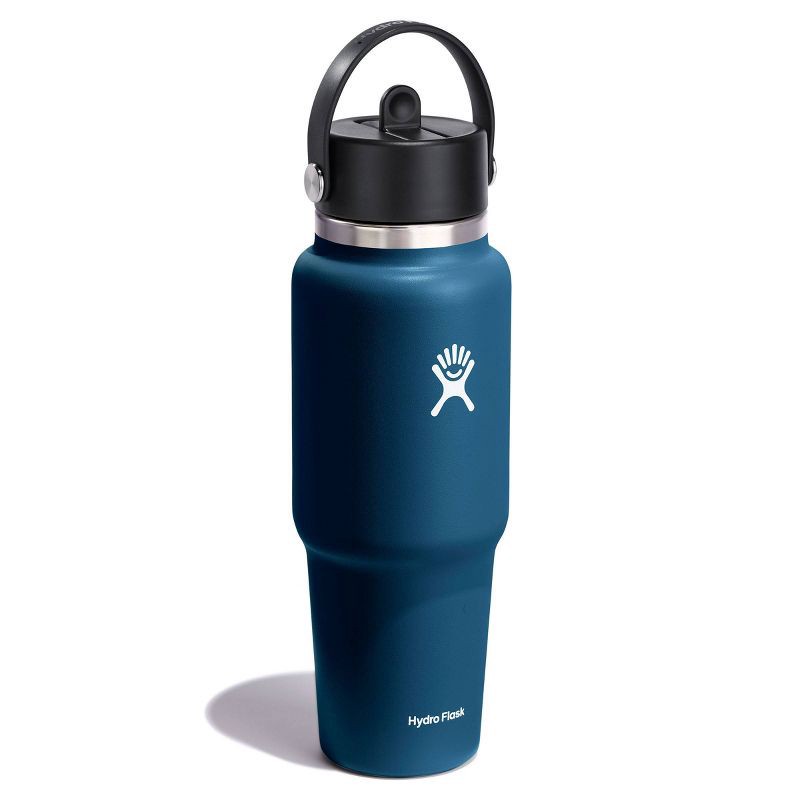 slide 2 of 3, Hydro Flask 32oz Wide Mouth Flex Straw Travel Bottle - Indigo: Double-Wall, BPA-Free, 32 oz