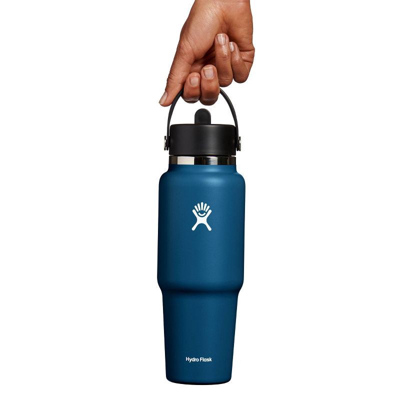 slide 3 of 3, Hydro Flask 32oz Wide Mouth Flex Straw Travel Bottle - Indigo: Double-Wall, BPA-Free, 32 oz
