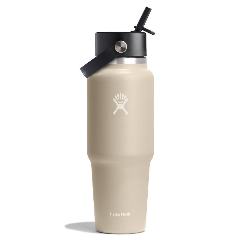 slide 1 of 3, Hydro Flask 32oz Wide Mouth Flex Straw Travel Bottle - Oat: BPA-Free, Vacuum-Insulated, 32 oz