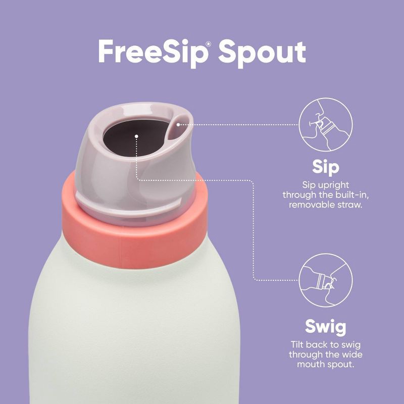 slide 6 of 8, Owala 24oz FreeSip Twist Stainless Steel Water Bottle – Misty Meadow, 24 oz