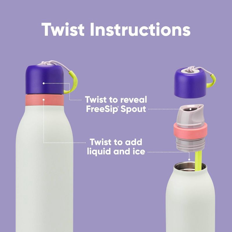 slide 7 of 8, Owala 24oz FreeSip Twist Stainless Steel Water Bottle - Sleek, 24 oz