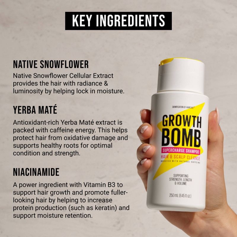 slide 8 of 10, Growth Bomb SuperCharge Shampoo - 250ml, 250 ml