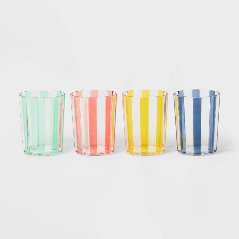 slide 1 of 5, 4pk 14 fl oz Striped Low Tumblers - Sun Squad™, 4 ct, 14 fl oz