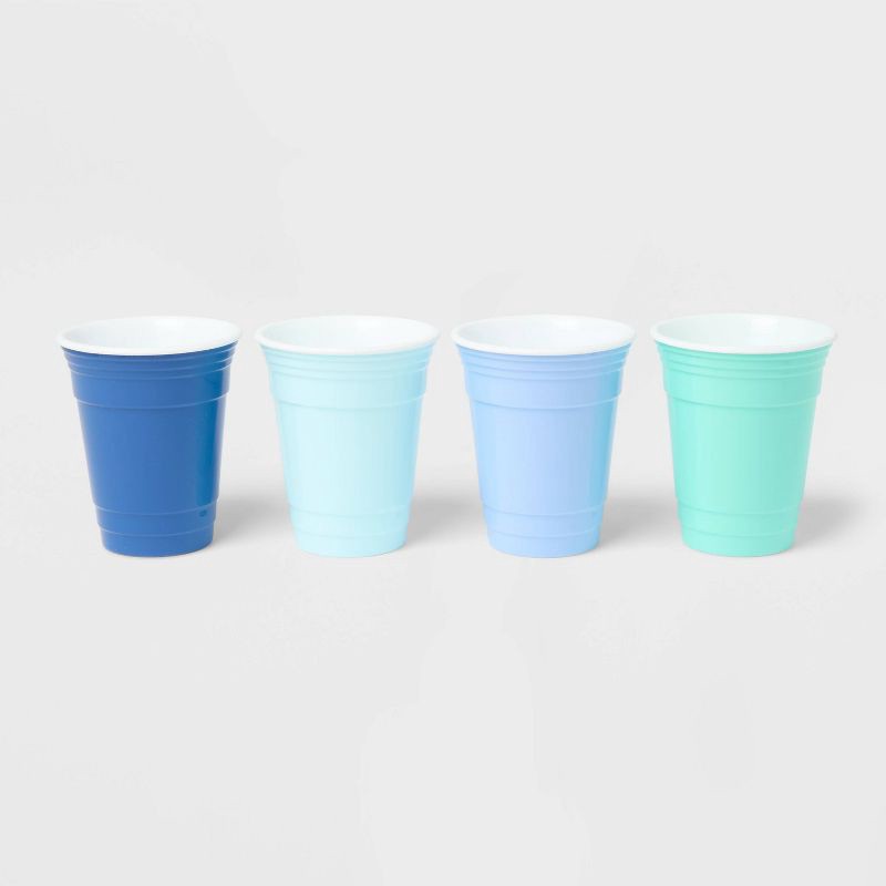 slide 1 of 5, 4pk 16 fl oz Reusable Tumblers Blue Tone - Sun Squad™, 4 ct; 16 fl oz