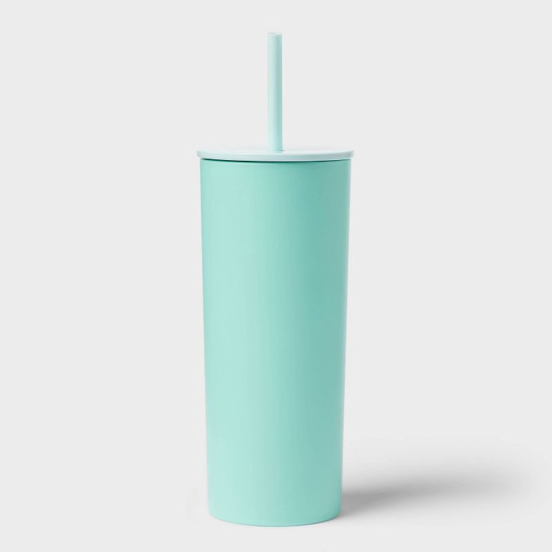 slide 1 of 3, 26oz Tumbler with Straw Mint Green - Sun Squad™, 26 oz