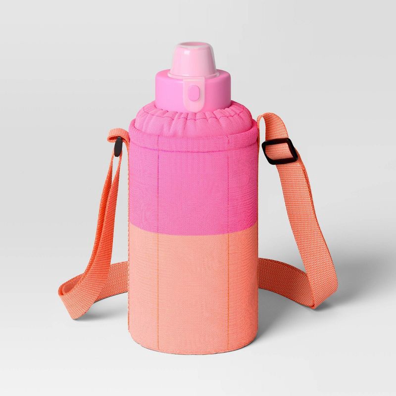 slide 1 of 2, Colorblock Water Bottle Holder Pink/Orange - Sun Squad™, 1 ct