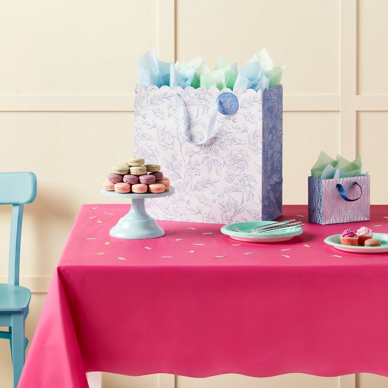 slide 2 of 3, XSmall Foil Print Geo Patterned Wedding Gift Bag Blue/Silver - Spritz™, 1 ct