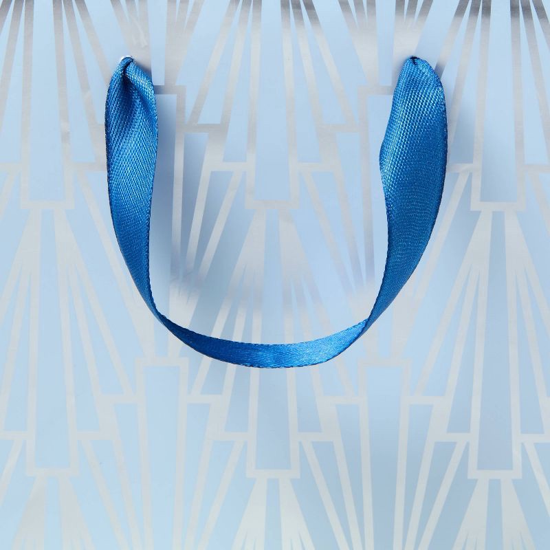 slide 3 of 3, XSmall Foil Print Geo Patterned Wedding Gift Bag Blue/Silver - Spritz™, 1 ct