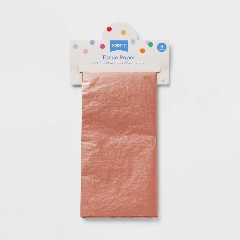 slide 3 of 3, 8ct Tissue Paper Metallic Rose Gold - Spritz™, 8 ct