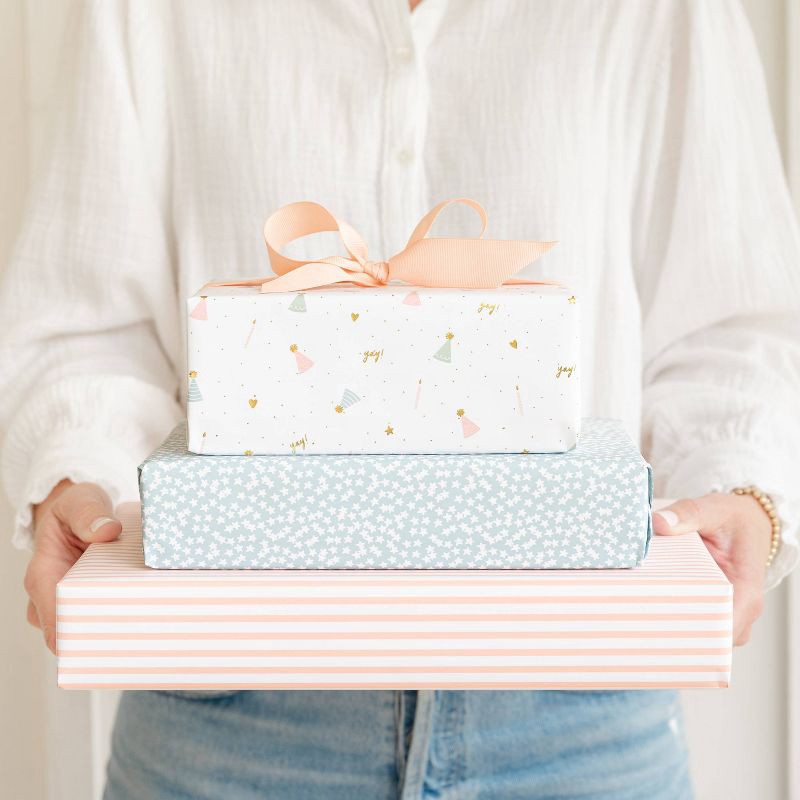 slide 3 of 5, Sugar Paper + Target 118"x30" Stars Wrapping Paper Blue/White - Sugar Paper™ + Target, 1 ct