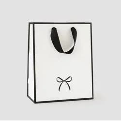 Sugar Paper + Target Small Black Piping with Printed Bow Gift Bag Black/White - Sugar Paper™ + Target