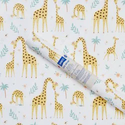 96"x30" Giraffe Baby Shower Gift Wrapping Paper White/Yellow - Spritz™